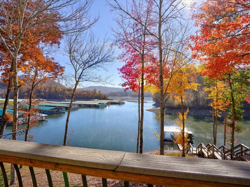 Fall view over Norris Lake from the deck at Paradise Point